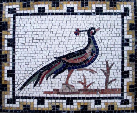 Darstellung eines Pfaues, Reproduktion eines römischen Mosaiks