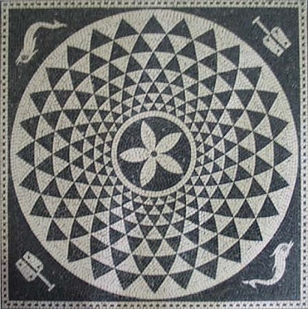 Geometrisches Motiv mit Meeresdarstelungen, Reproduktion eines römischen Mosaiks