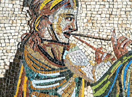 Detail einer Reproduktion eines römischen Mosaiks