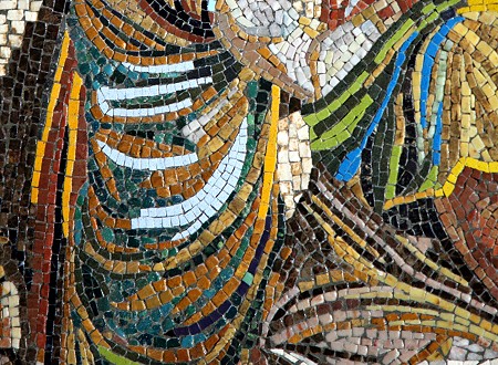 Detail einer Reproduktion eines römischen Mosaiks